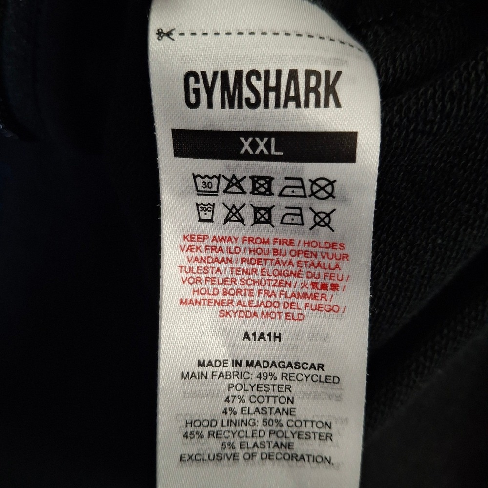 Gymshark Mens XXL Black Full Zip Hoodie Athletic Training Sweatshirt A1A1H - Picture 5 of 8